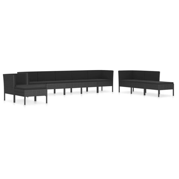 Set Mobilier De Grădină Cu Perne 10 Piese Negru Poliratan 3056975